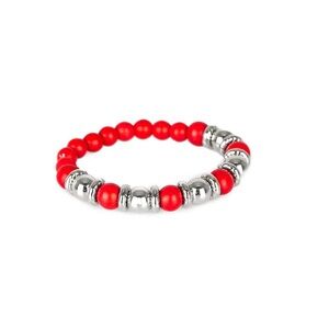 Red and Silver Beaded Bracelet